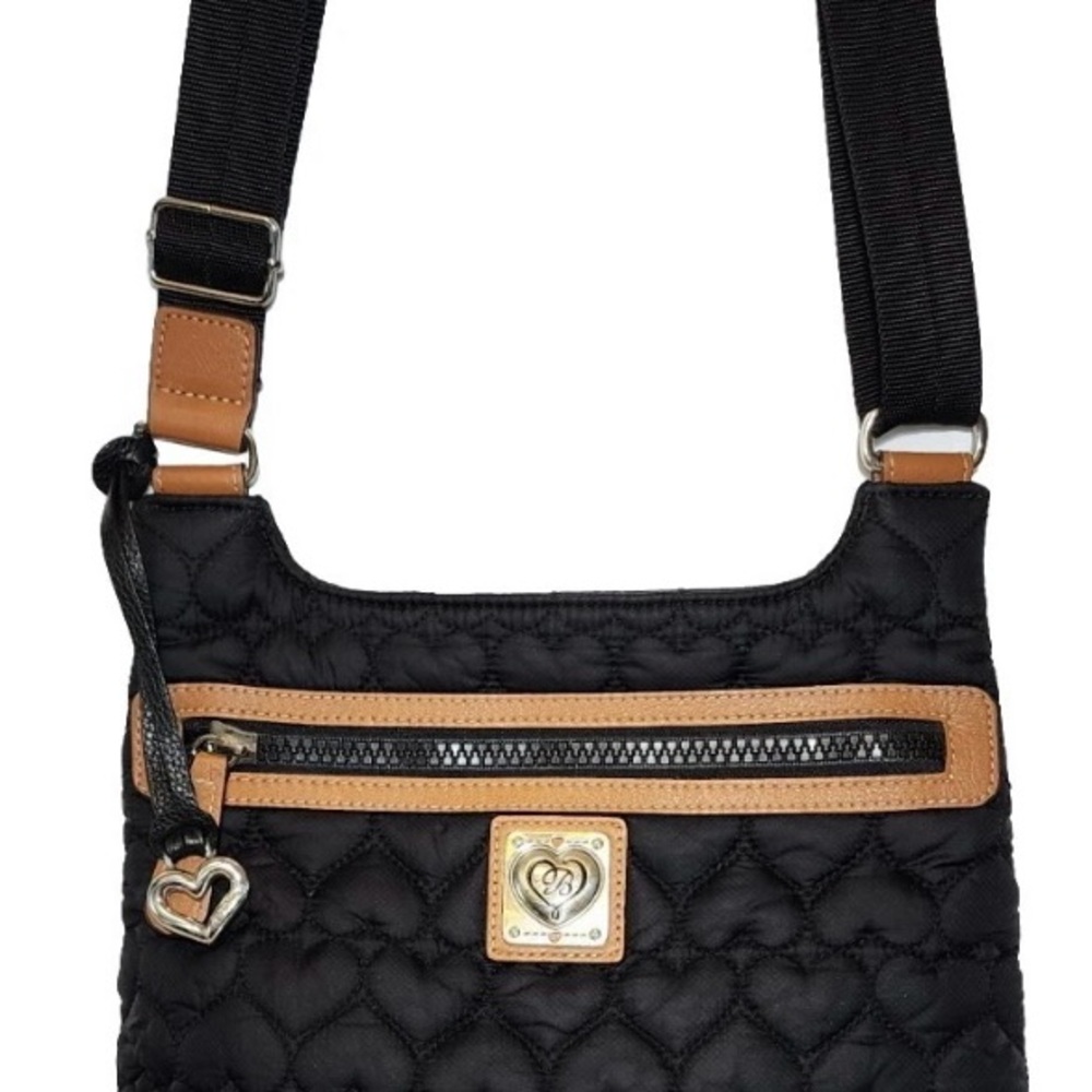 Brighton Black and Tan Quilted Shoulder Bag